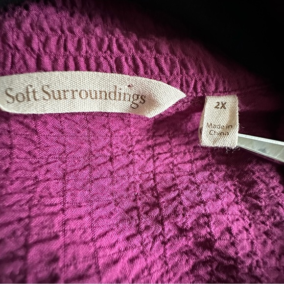 Soft Surroundings Blouse Womens 2X Purple Button Up Textured Lagenlook Flowy - Picture 10 of 13